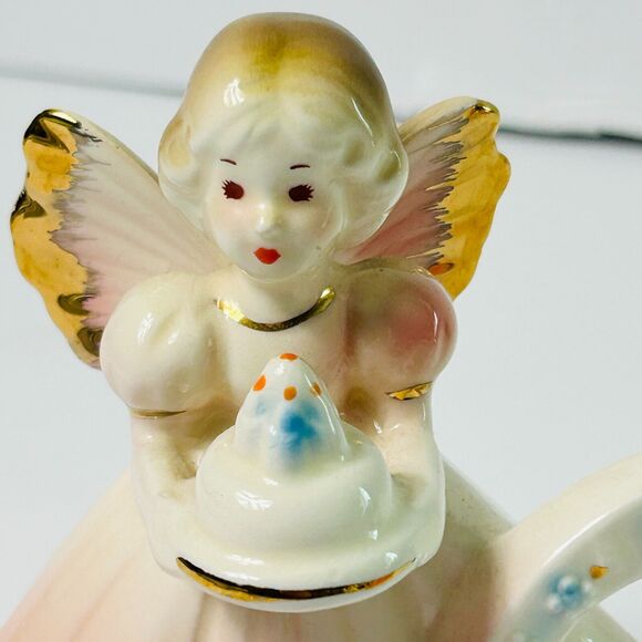 Josef Originals Birthday Girl Angel Figurine Age 6 Pink Gold Cake Topper 4" - Picture 5 of 7
